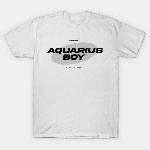 February Aquarius Boy zodiac sign with black text T-Shirt by SuperbChuppa